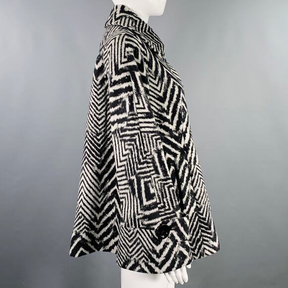 CINZIA ROCCA Size 8 Black White Wool Angora Zig Zag Jacket - Picture 3 of 8